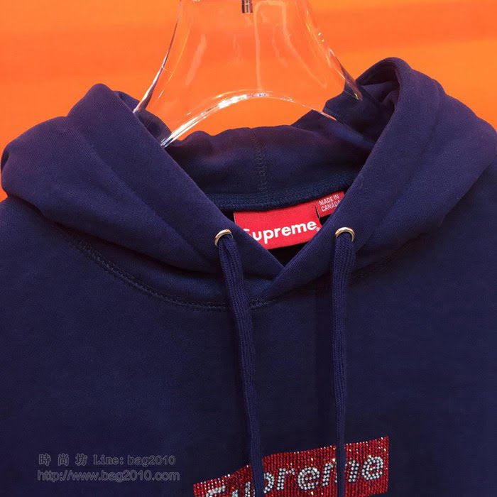 Supreme男裝 19-20FW施華洛世奇新款 最高品質 藍色 Supreme男士連帽套頭衛衣 男士秋季最新單品  tzy2357
